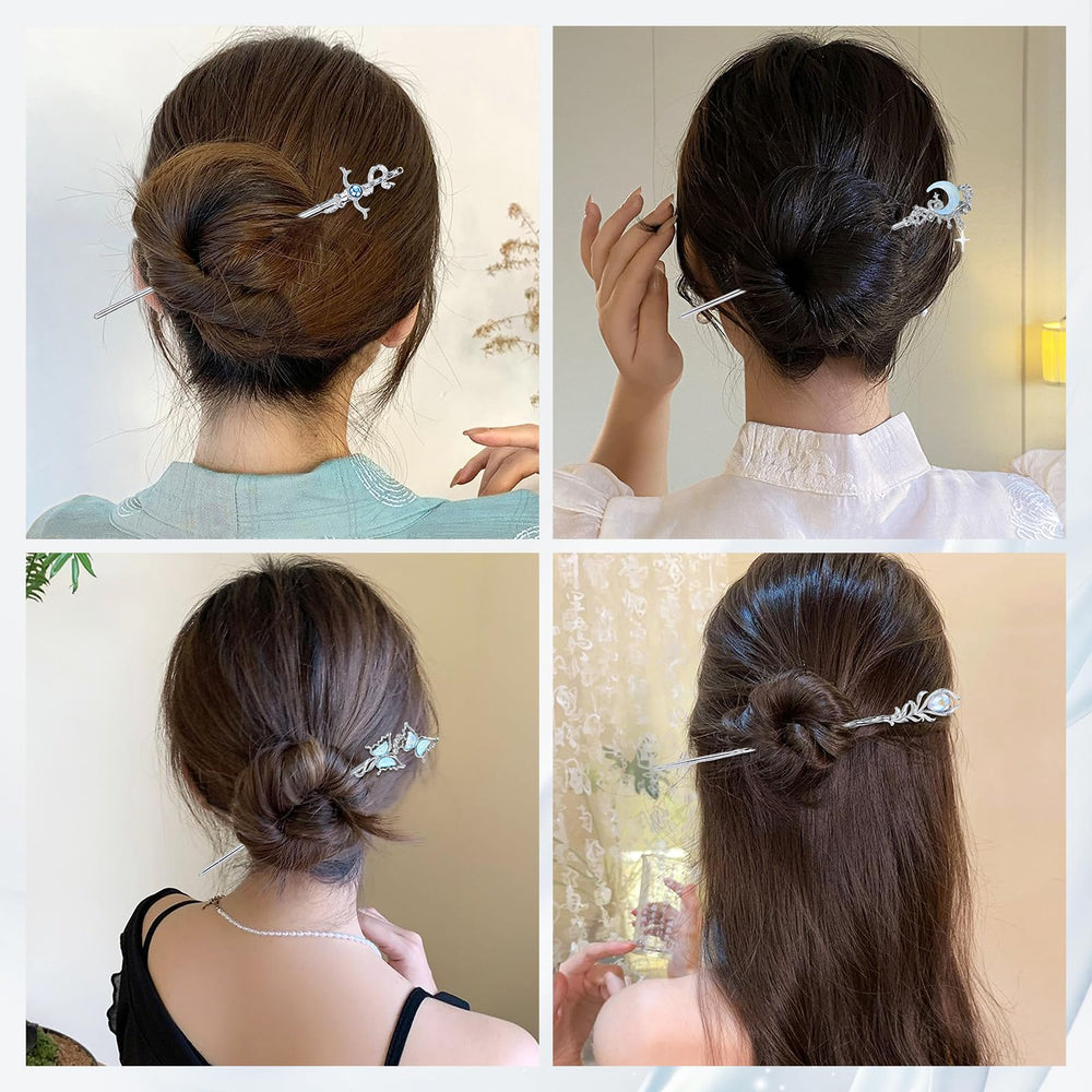 inSowni two hair sticks layered in an updo for added stability and decorative effect
