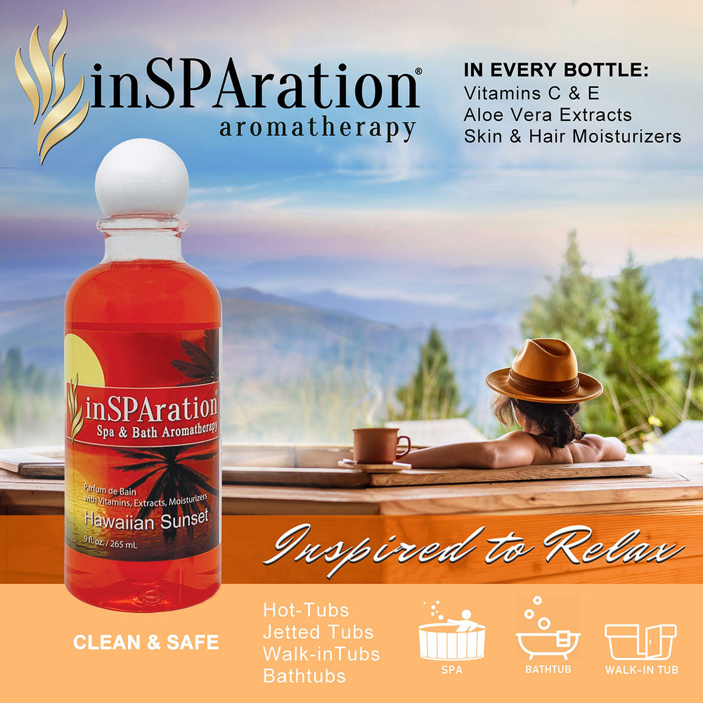 Hand pouring InSPAration fragrance into spa showing precise dosing benefit