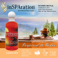 Hand pouring InSPAration fragrance into spa showing precise dosing benefit