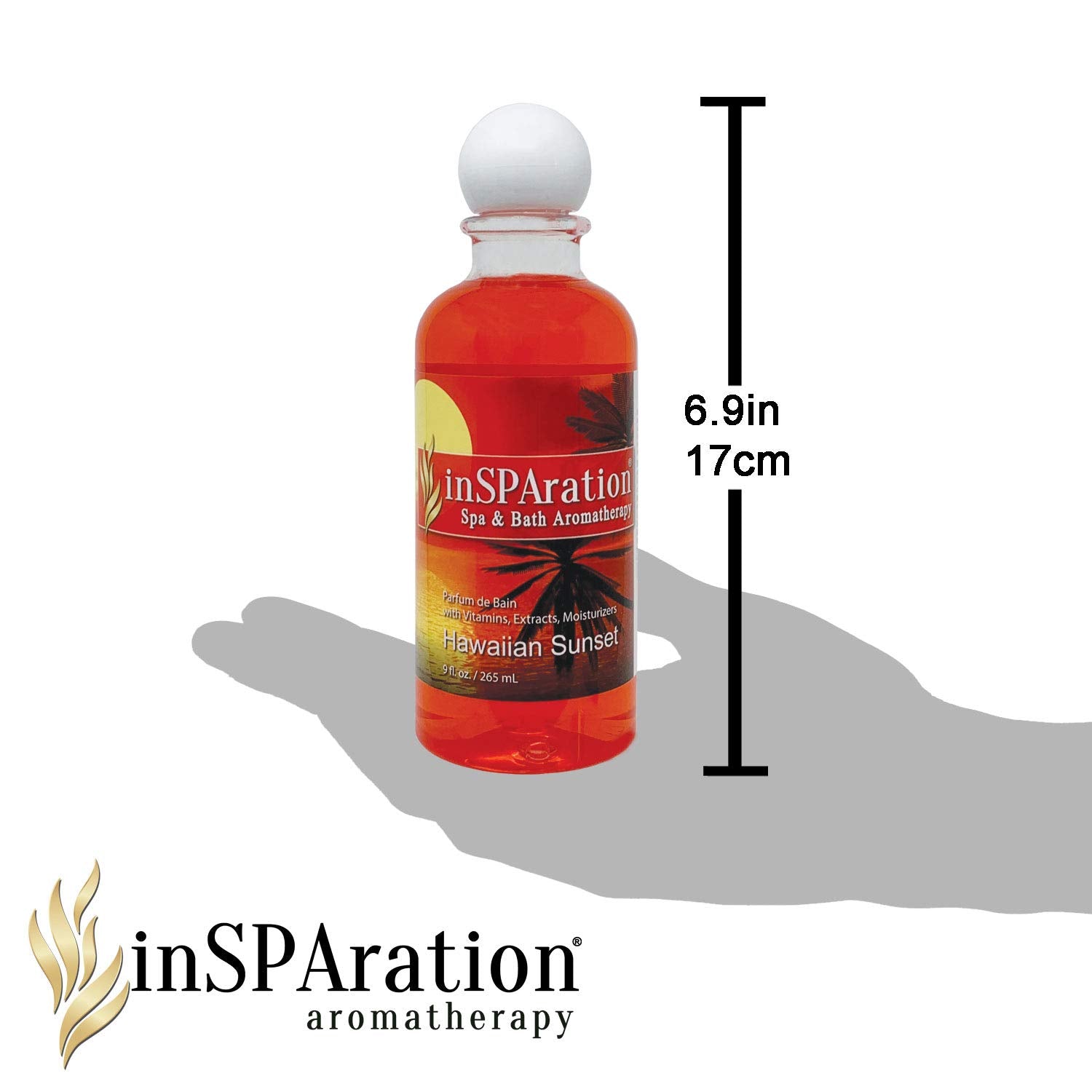 InSPAration 217X bottle beside a hot tub creating tropical spa ambiance