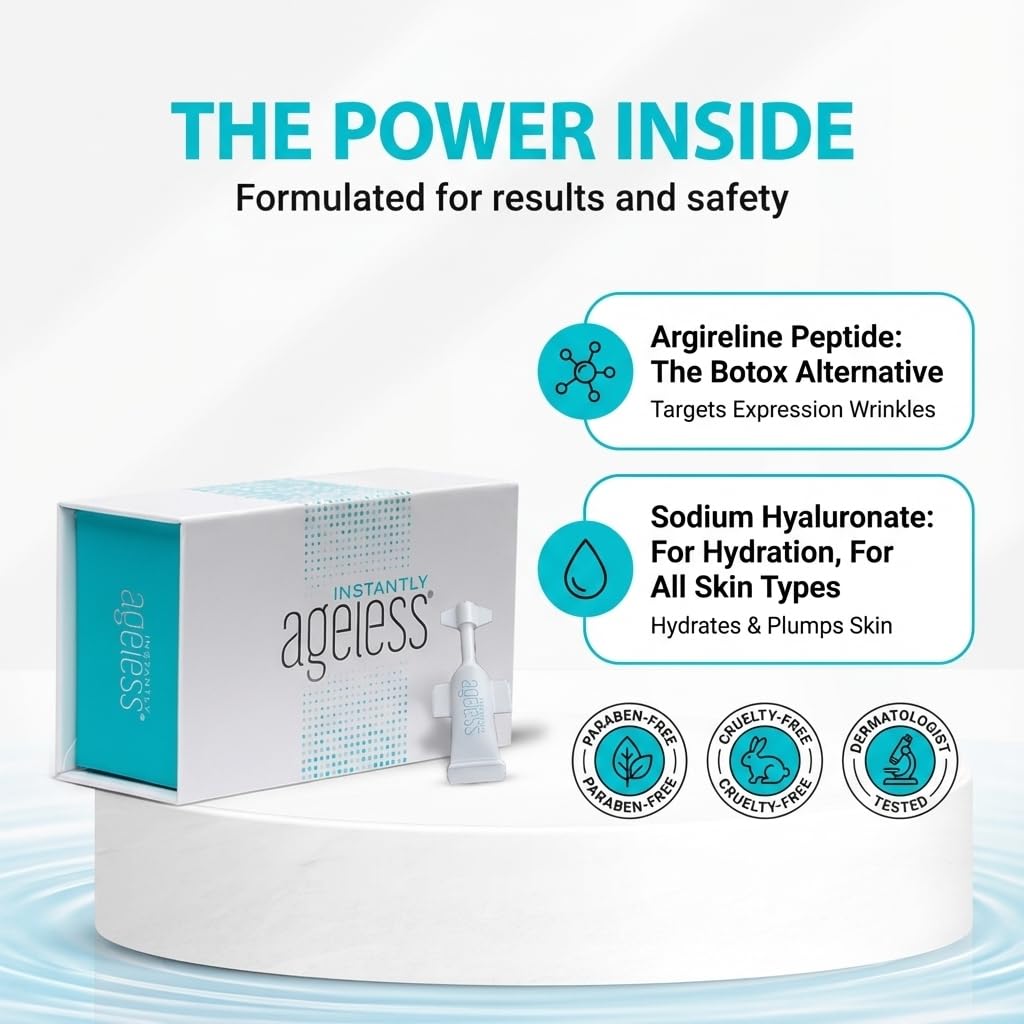 Instantly Ageless texture droplet on skin showing lightweight formula and quick drying