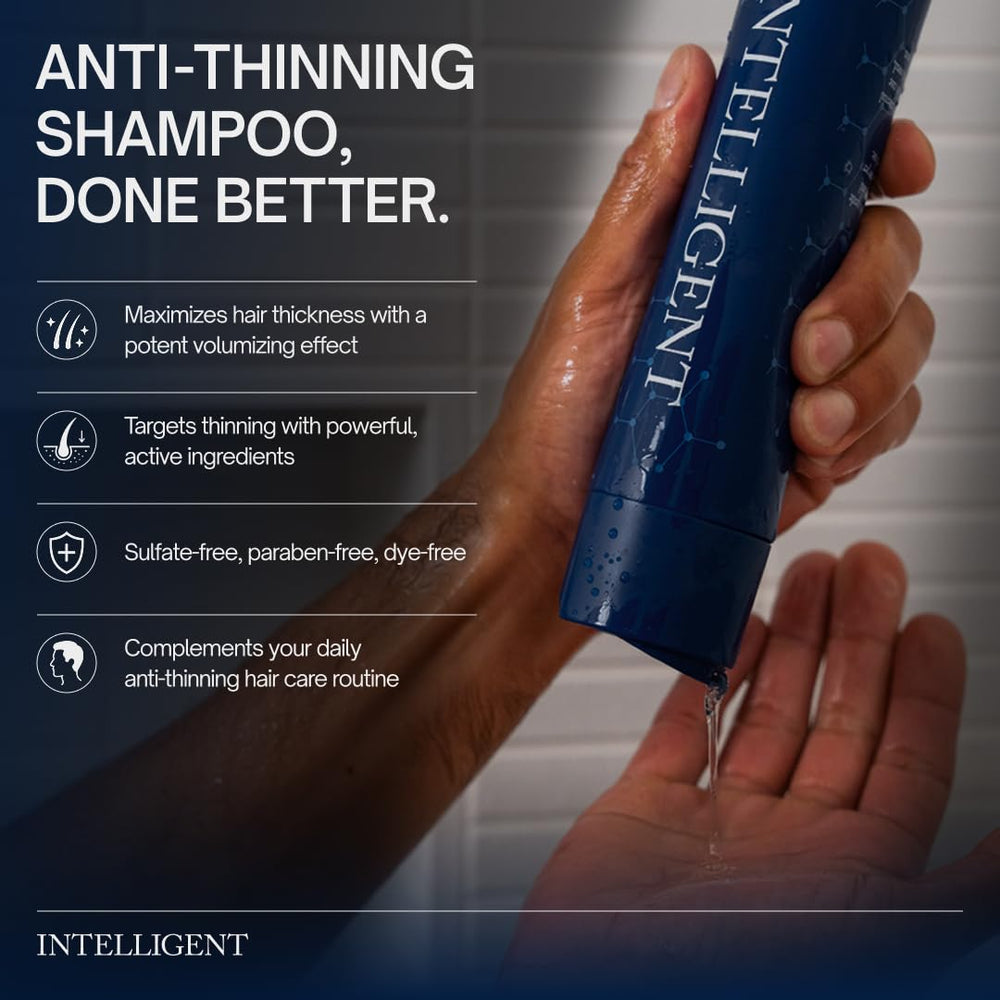 Intelligent Shop label close-up highlighting ingredients and volumizing benefit