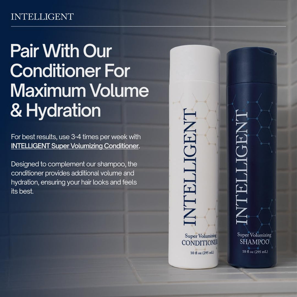 Intelligent Shop on shower shelf in lifestyle scene promoting thicker-looking hair