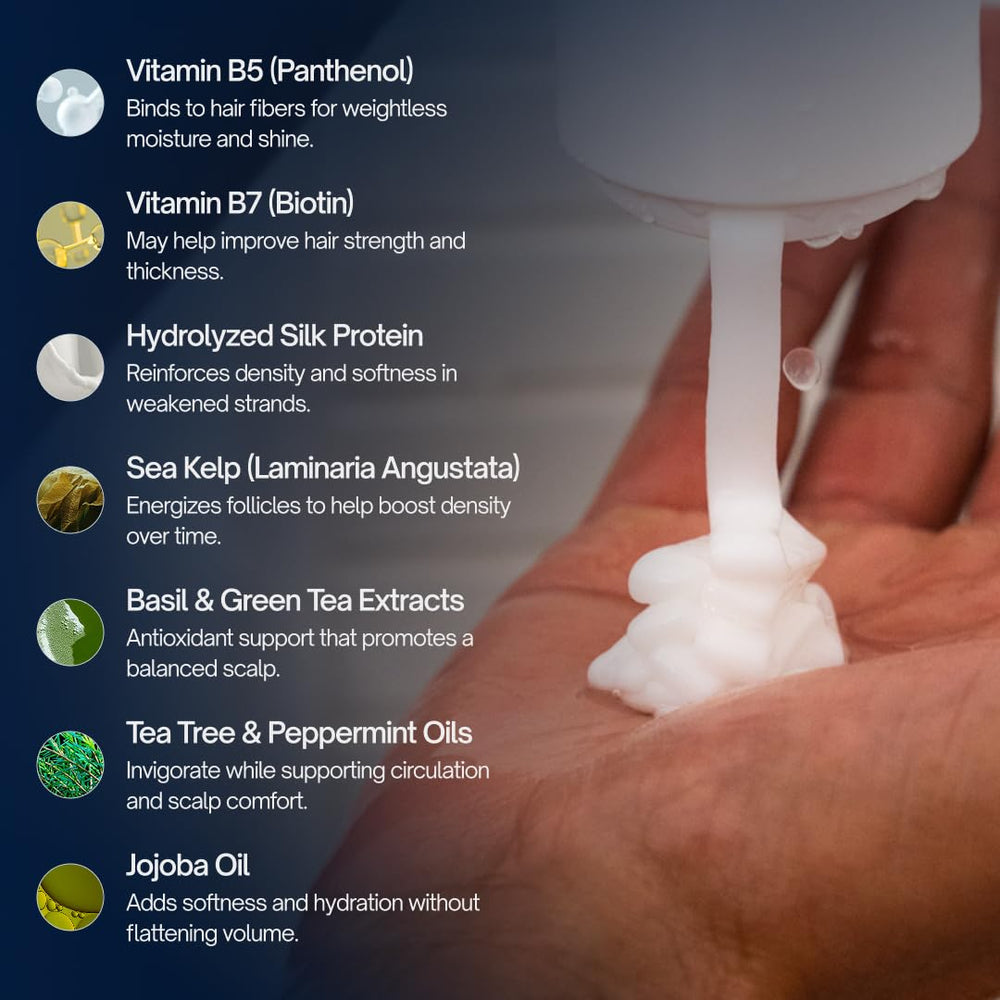 Intelligent Shop conditioner applied to wet hair in shower, demonstrates fuller-looking layering benefit