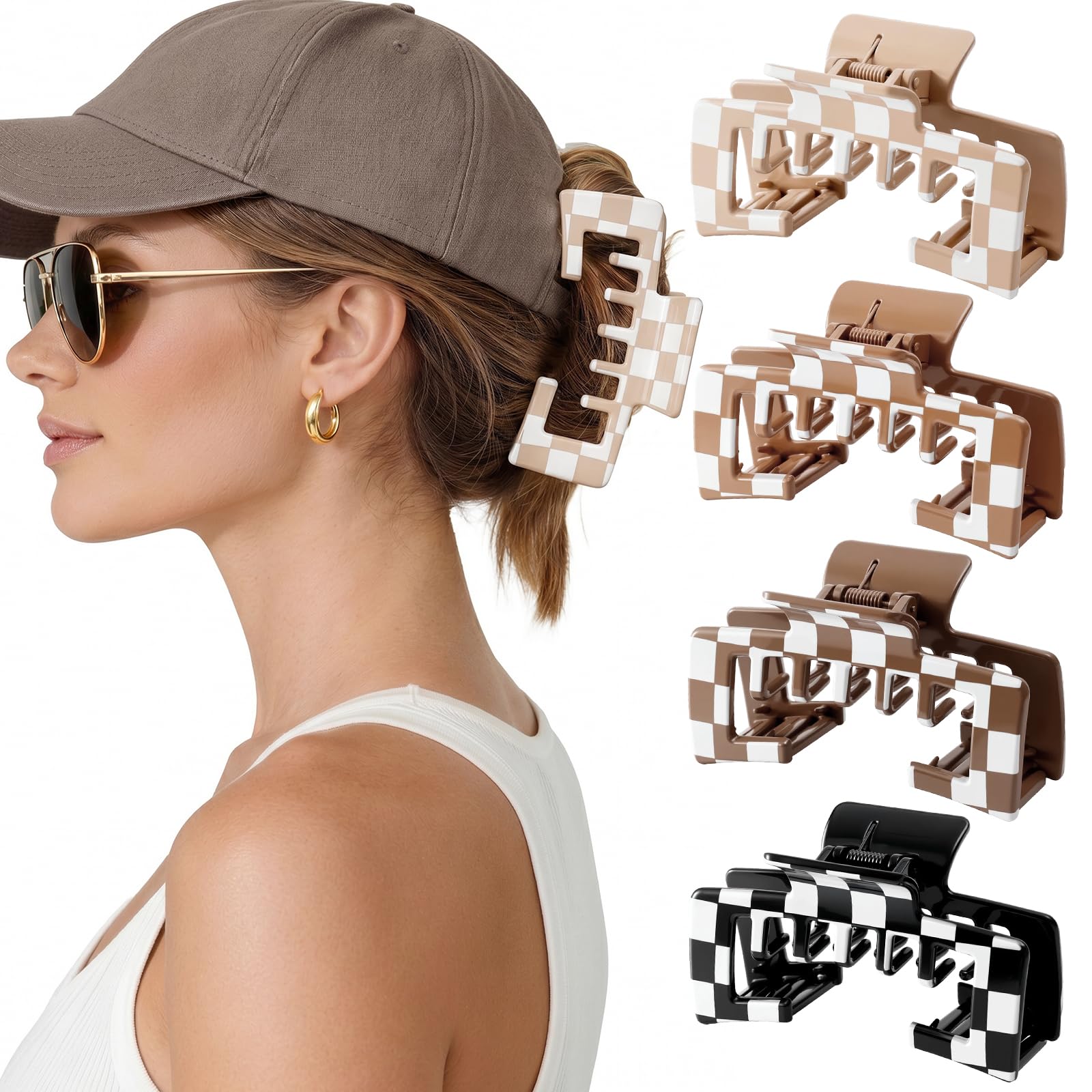 Interesse front packaging showing four checkered hat clips and benefits