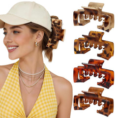 Interesse front view of tortoise shell clip showing stylish finish and secure hold