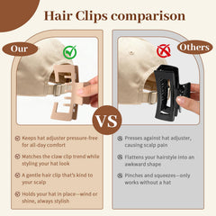 Interesse clip beside a ruler showing 4.1-inch size for thick hair support