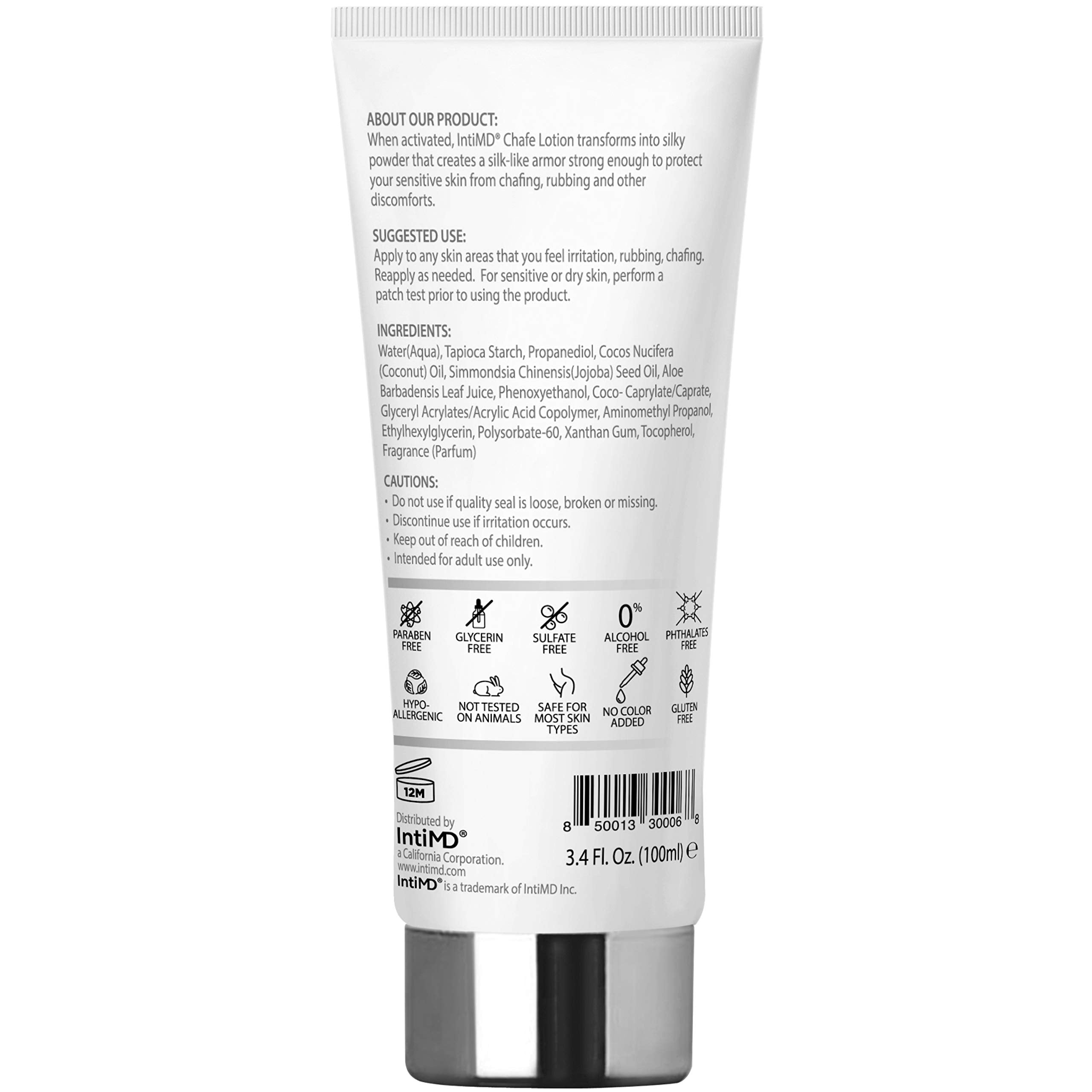 IntiMD application on inner thigh demonstrating friction protection