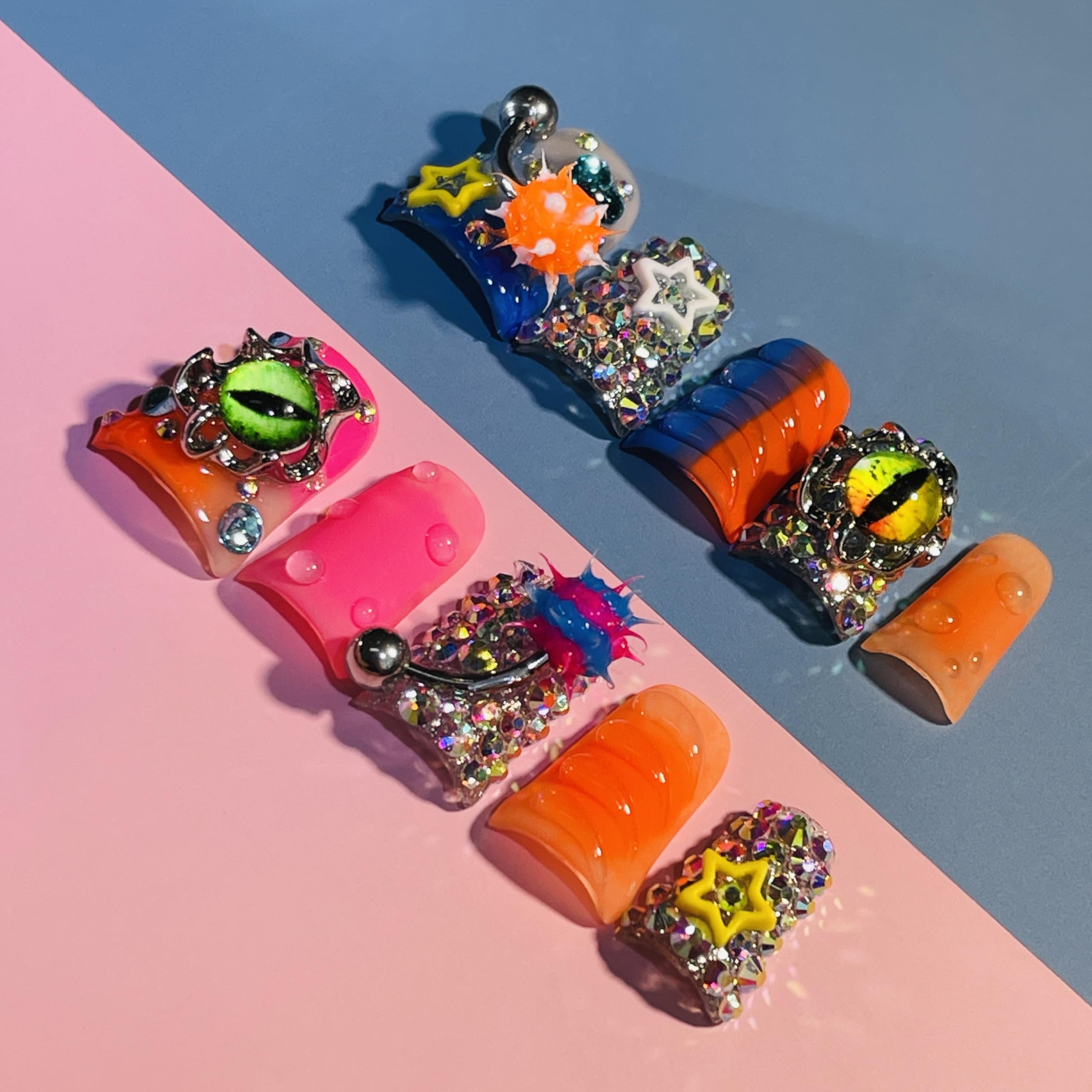 IntoVibes close-up of the orange barbell charm highlighting handcrafted detail benefit: eye-catching accents