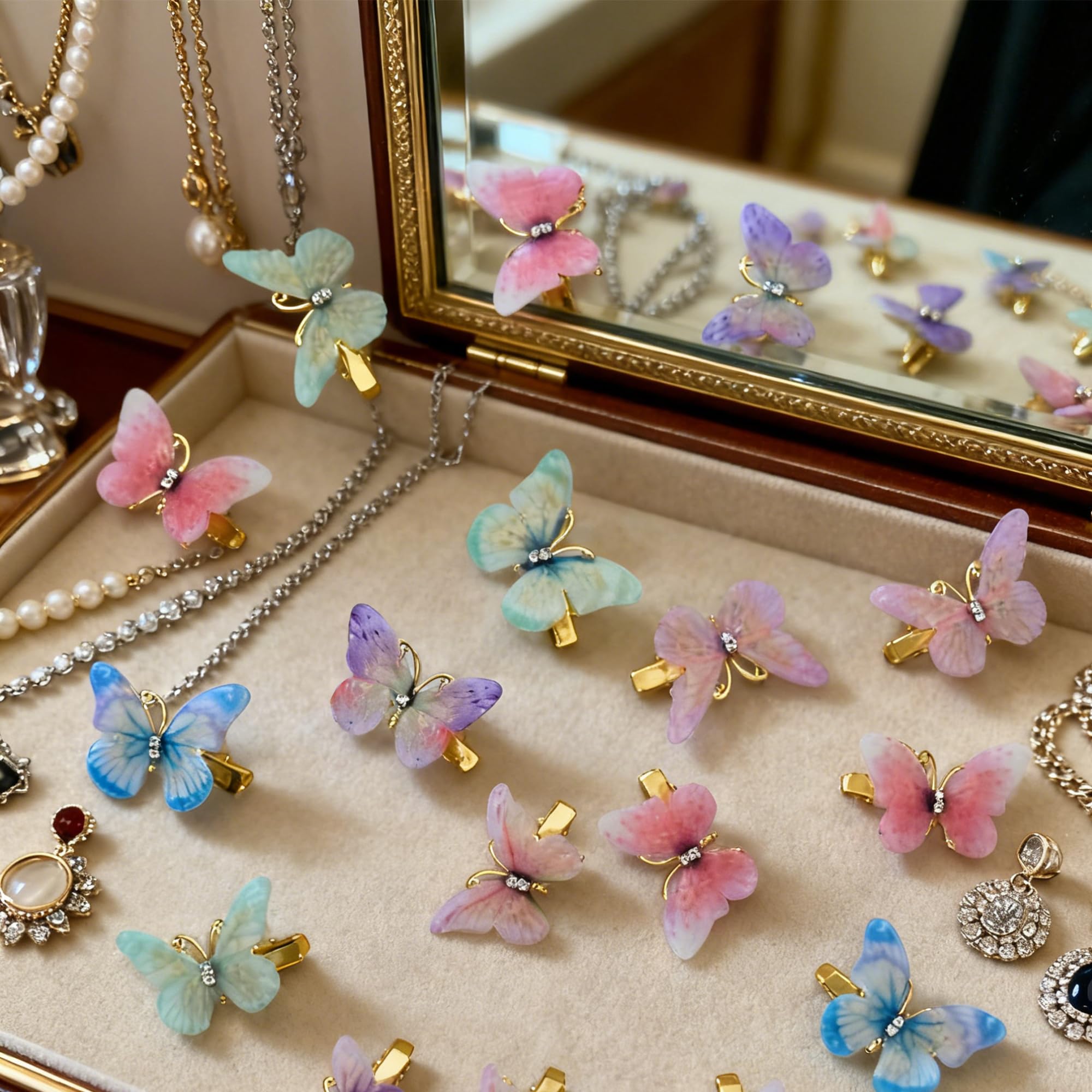 INTWGH butterfly clip styled in hair demonstrating instant Y2K festival charm