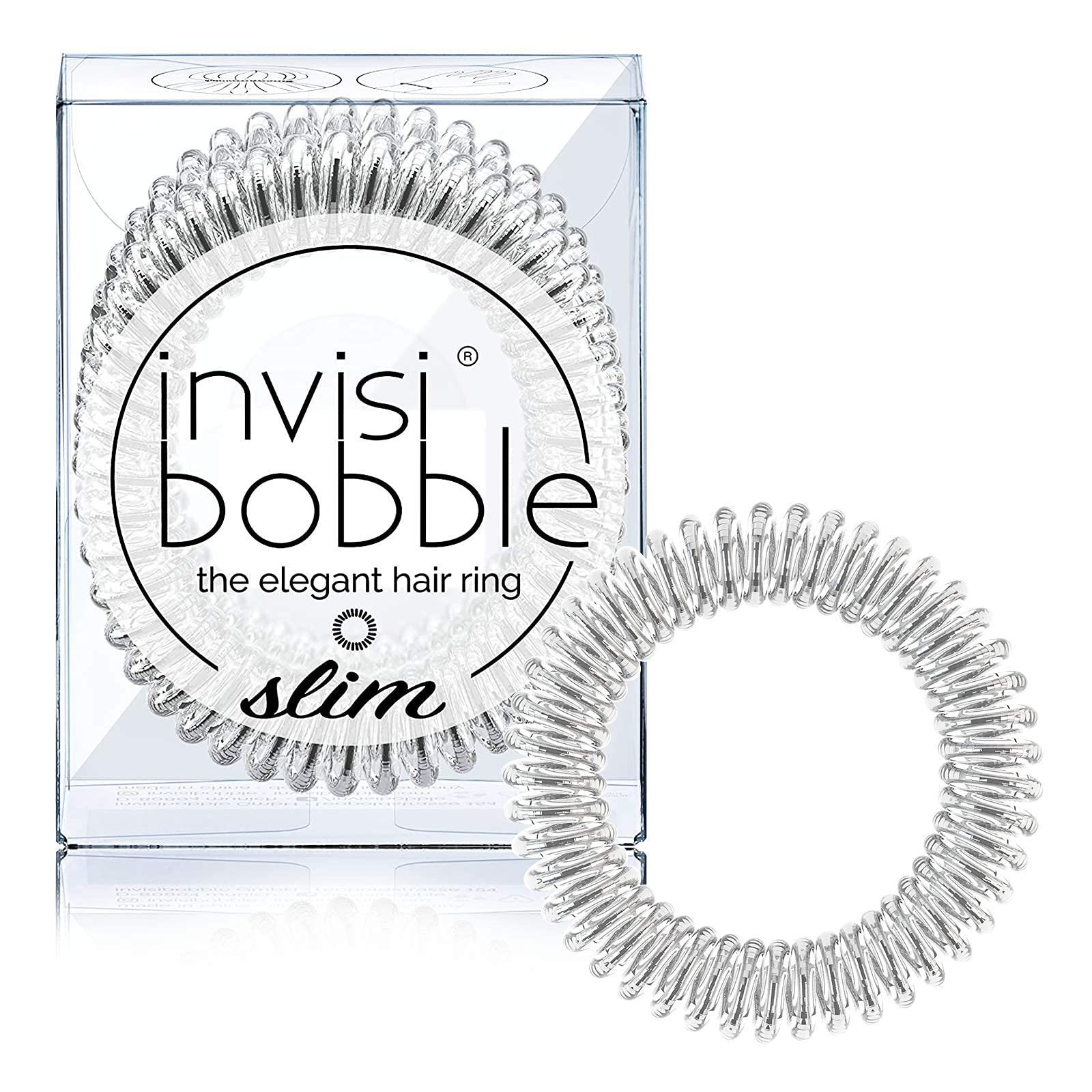 invisibobble front packaging showing chrome sweet chrome ties and branding, stylish convenience