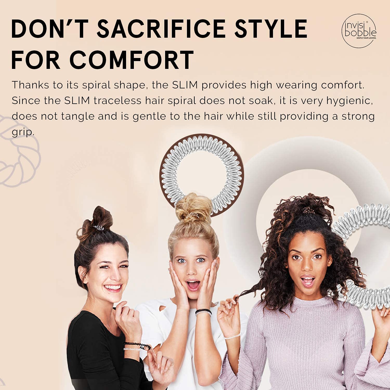 invisibobble worn as wrist accessory demonstrating chrome sheen and fashionable versatility