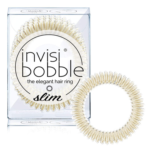 invisibobble slim Stay Gold front view showing sleek coil and secure hold