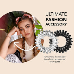 invisibobble securing a high ponytail on thick hair with firm, even grip