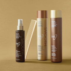 ion conditioner on bathroom shelf styled to show daily-use and salon-quality upkeep