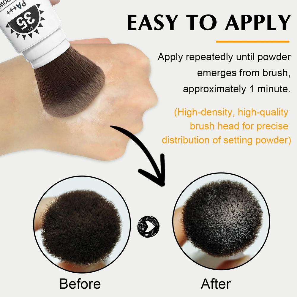 IONSGAKO applying powder to T-zone to reduce shine and refresh SPF coverage