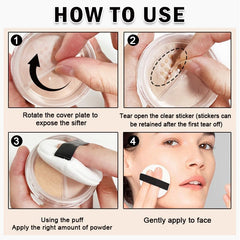 IONSGAKO open container revealing loose powder and sifter for precise application