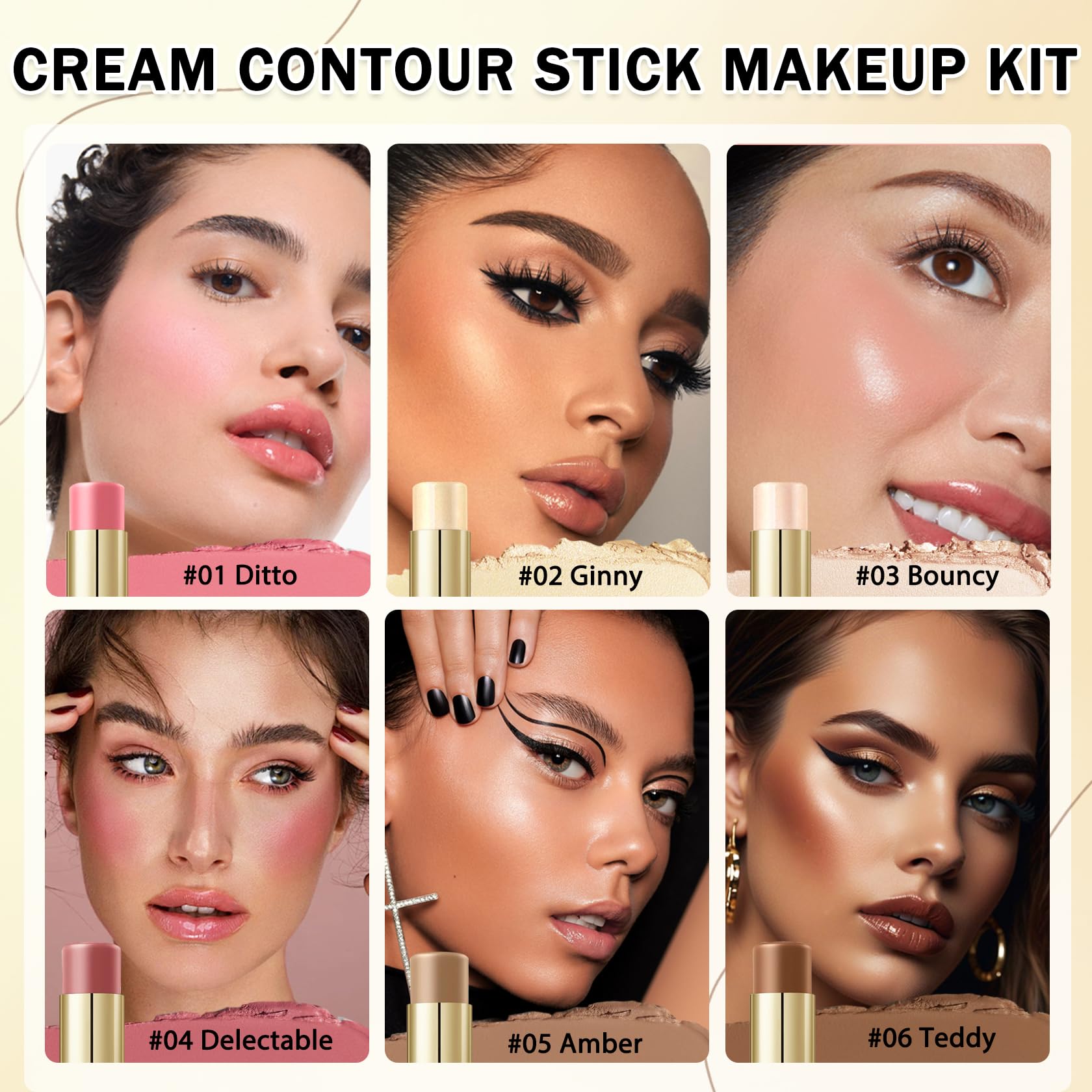 IONSGAKO opened stick layout displaying bronzer, highlighter and blush shades