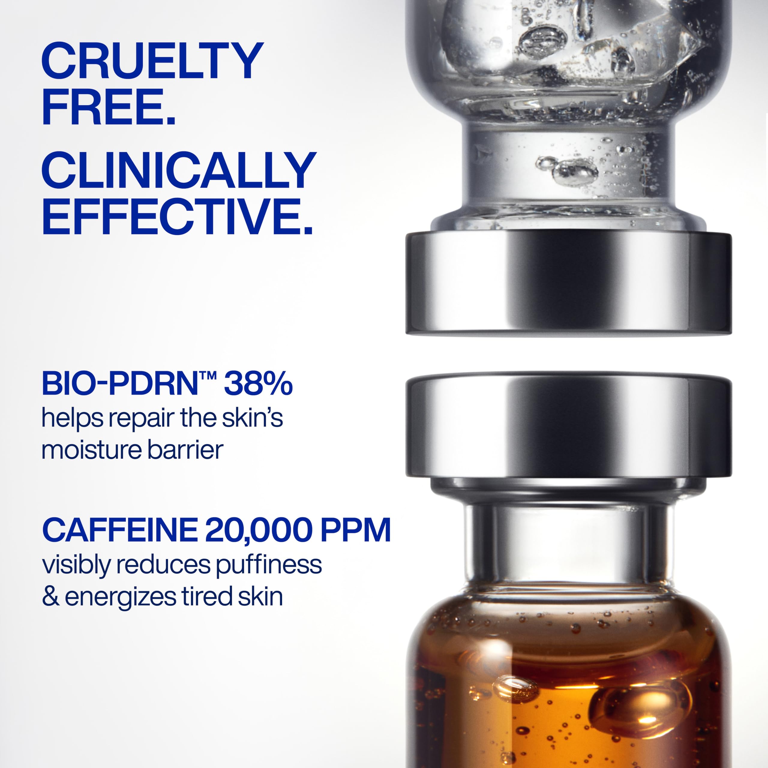 IOPE before and after visual emphasizing reduced puffiness and smoother skin