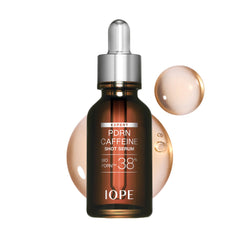 IOPE front bottle shot showing sleek packaging and quick-depuff benefit