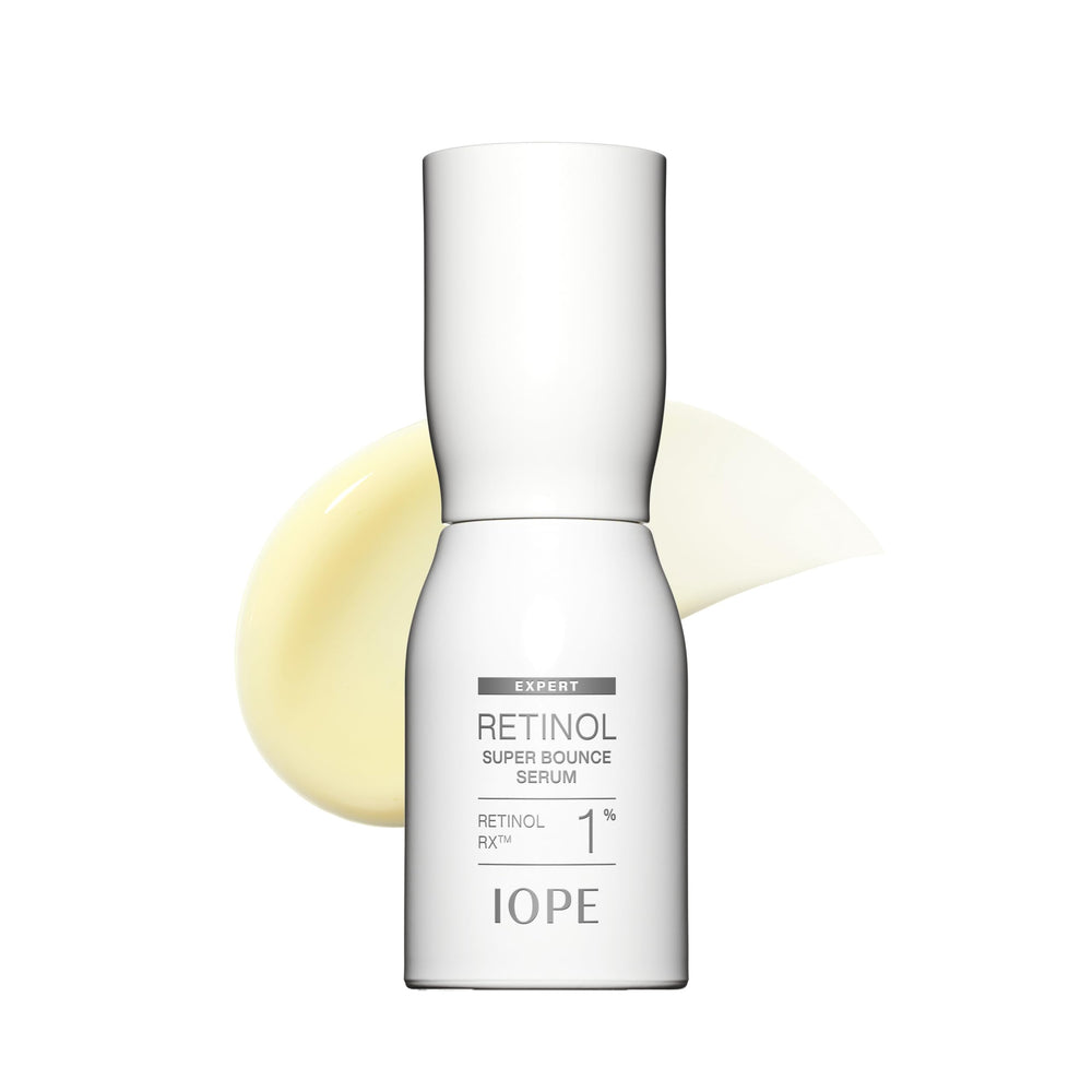 IOPE front jar of Retinol RX serum shows packaging and benefits