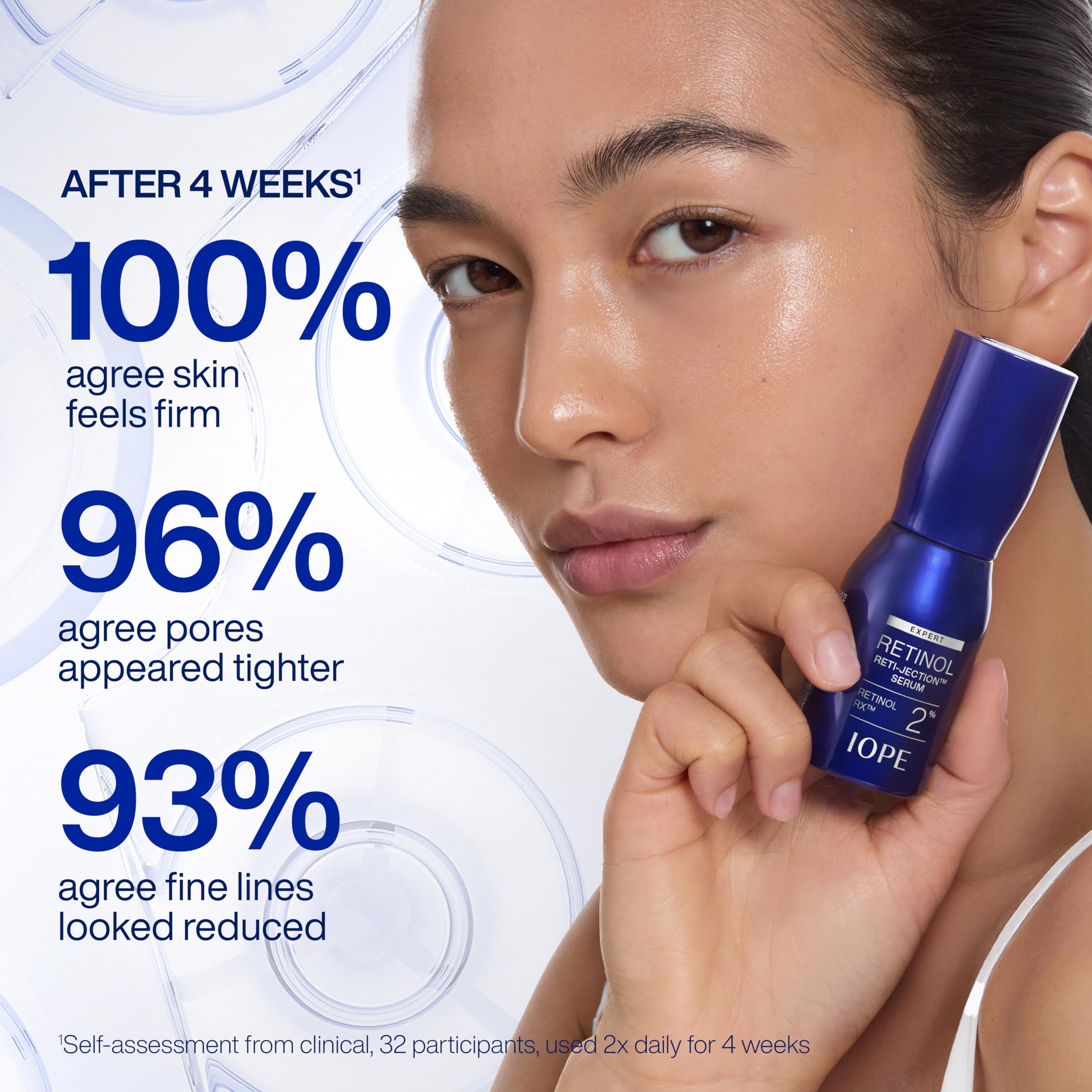 IOPE bottle on nightstand demonstrating evening-use skincare routine