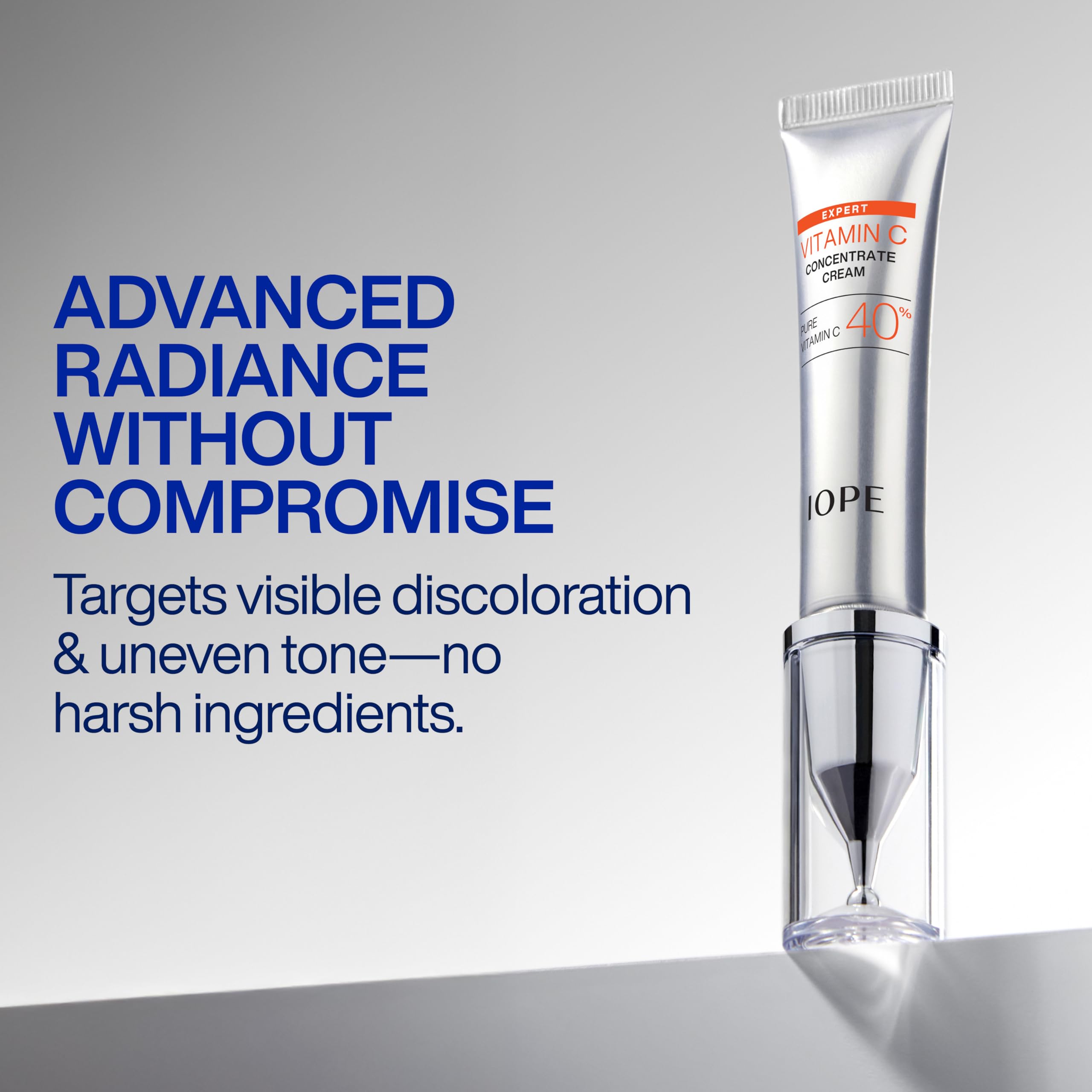 IOPE label close-up highlighting ingredients and stability benefits
