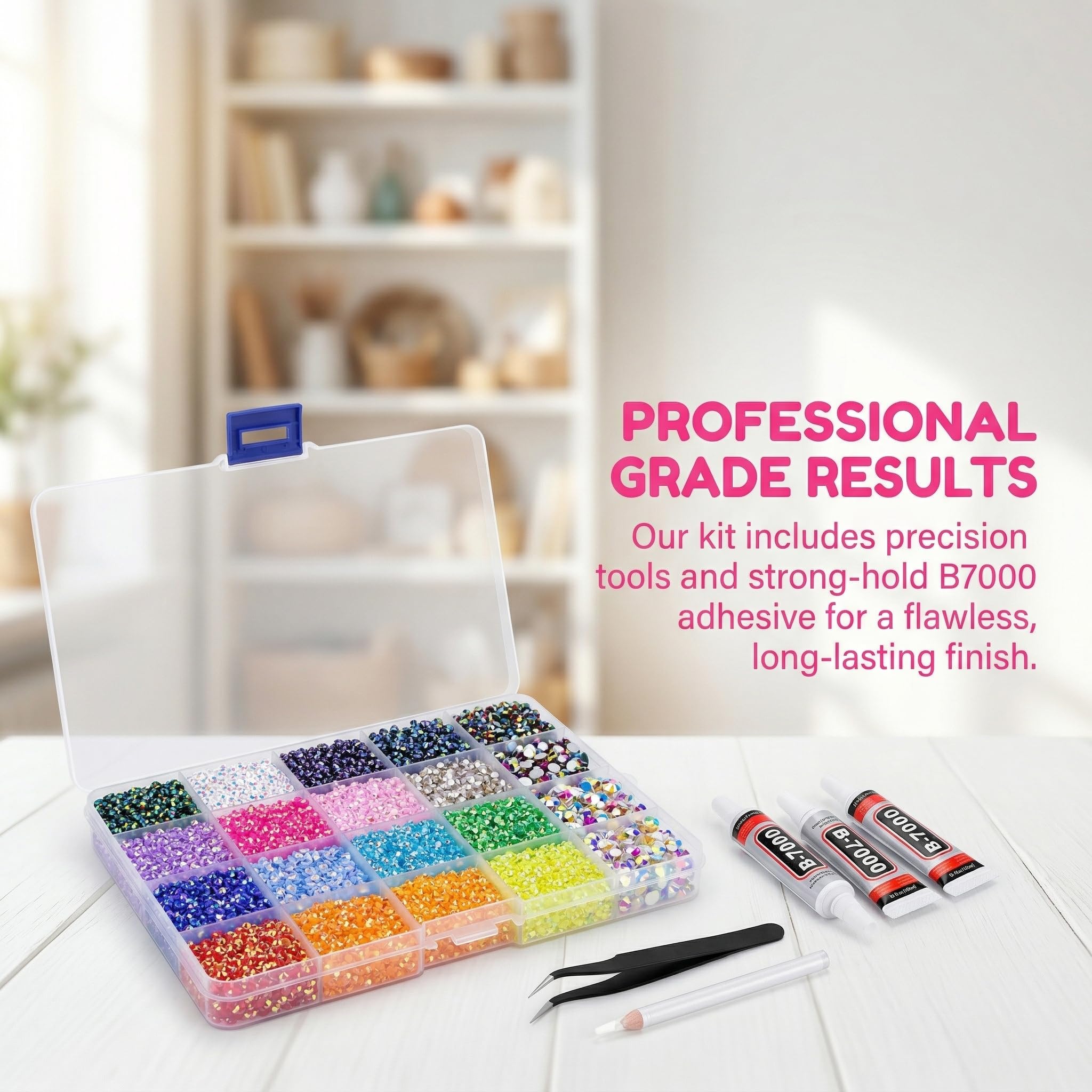 Iovsnim 3mm rhinestones on nails showing fine detail and long-lasting sparkle