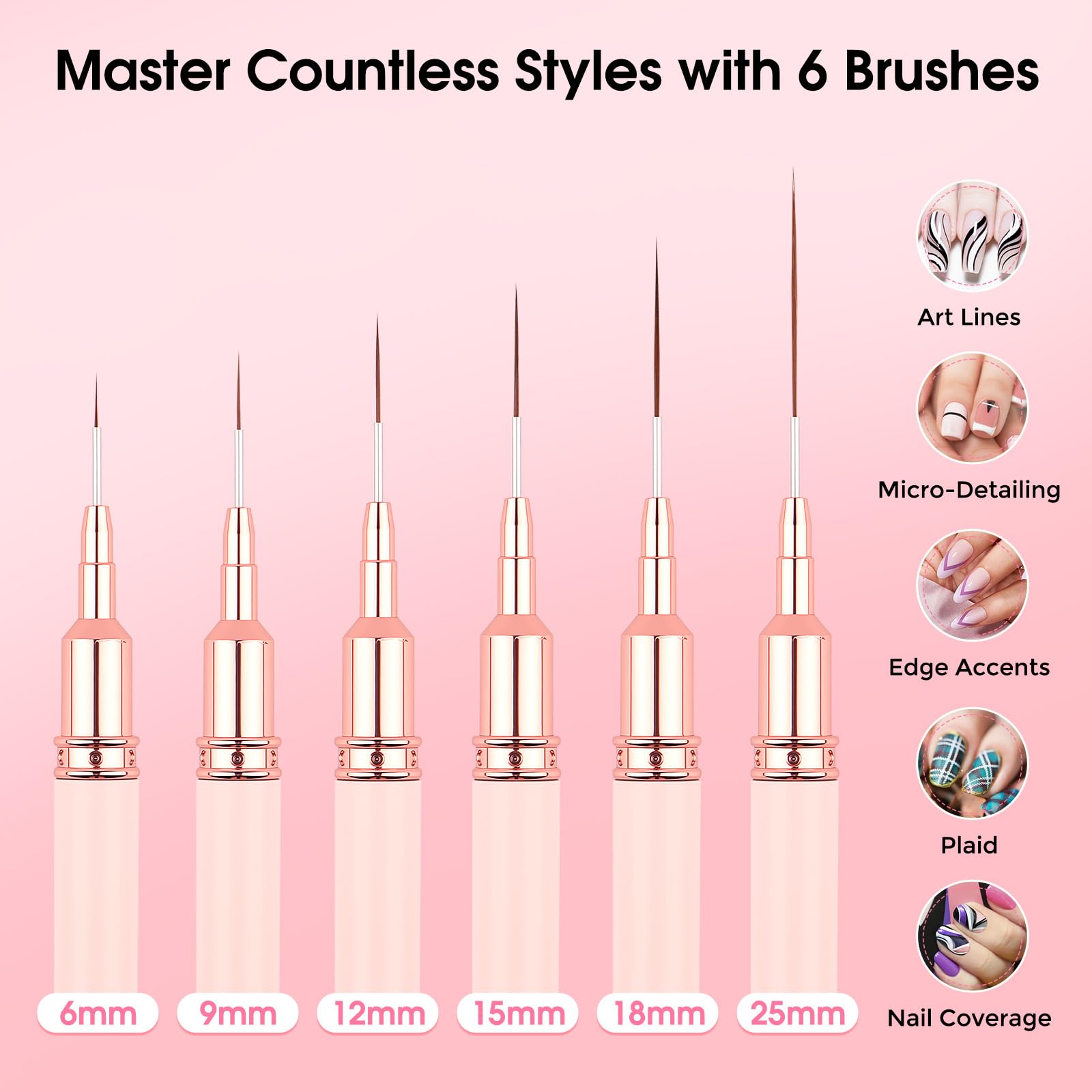 IPENCILLO close-up of nylon brush tips demonstrating fine bristles for precise, clean strokes