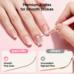 IPENCILLO brushes held in hand to show scale and ergonomic aluminum handle control