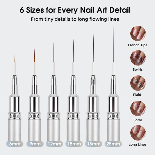 IPENCILLO brushes arranged by length to show 6 to 25mm sizes for precise line variety