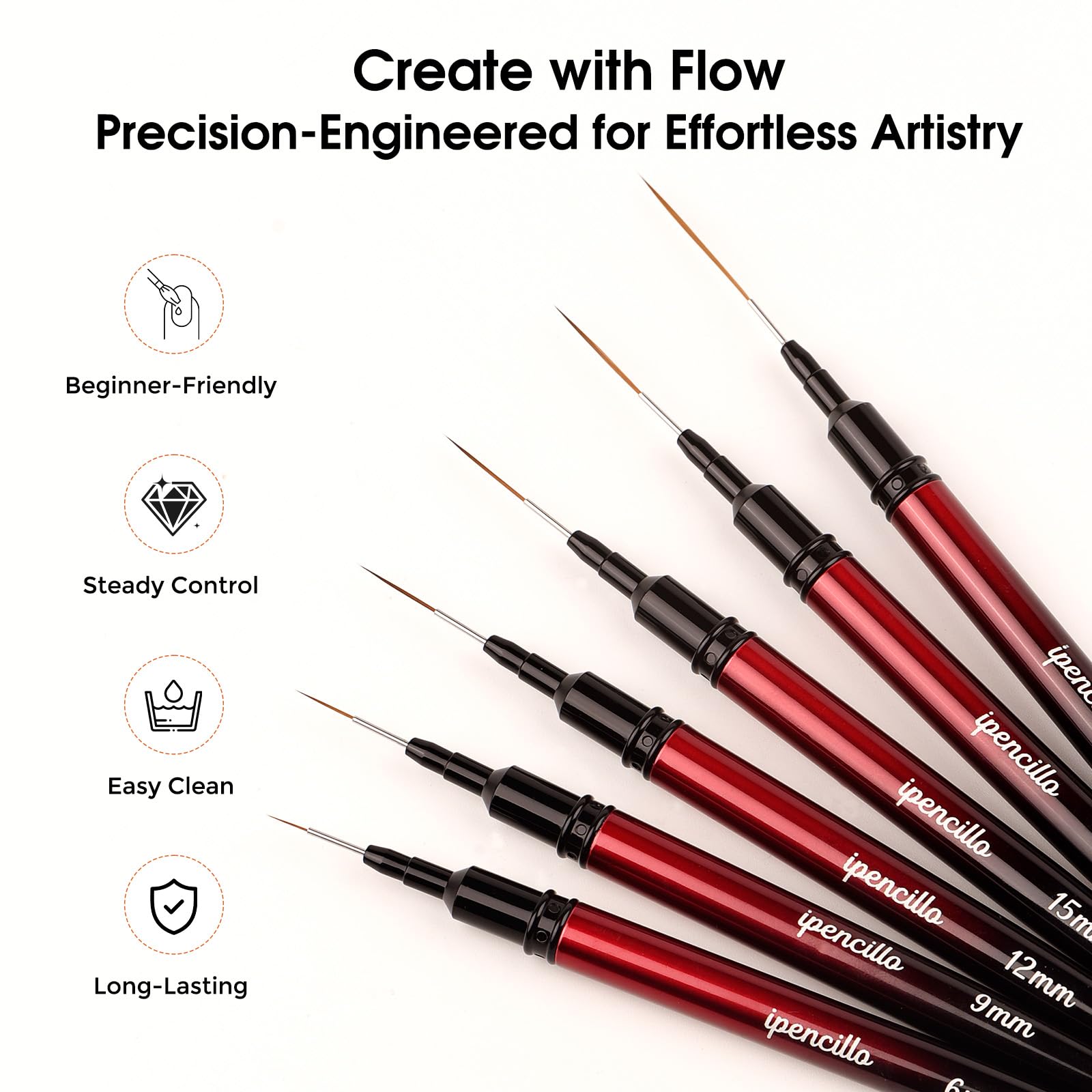IPENCILLO brush drawing a French tip on nail to create clean smile lines