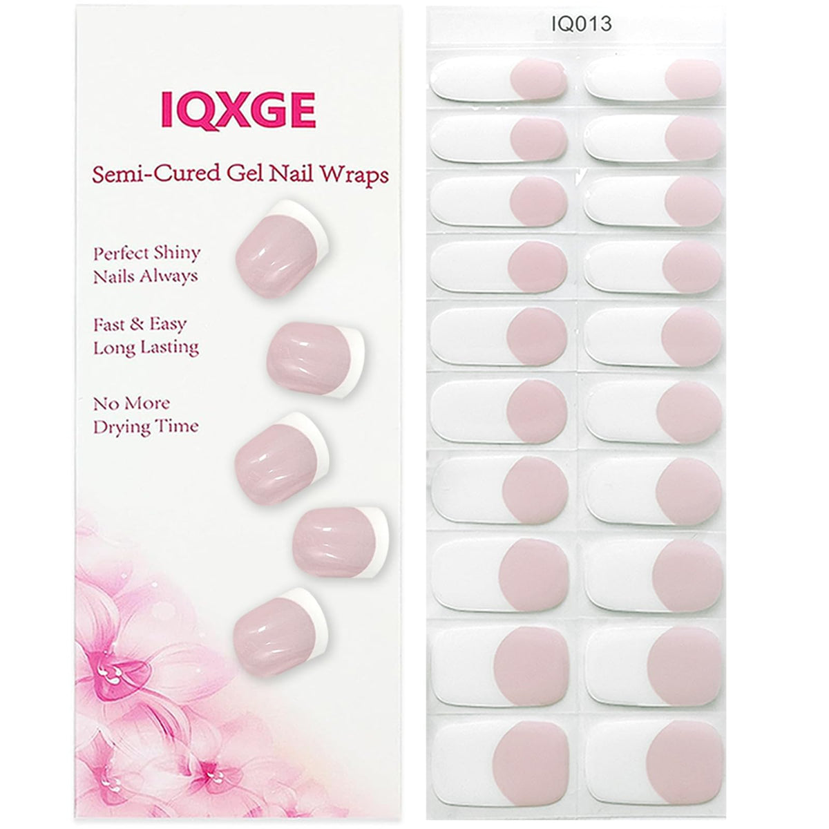 IQXGE front packaging showing white French full-wraps and accessories for easy use
