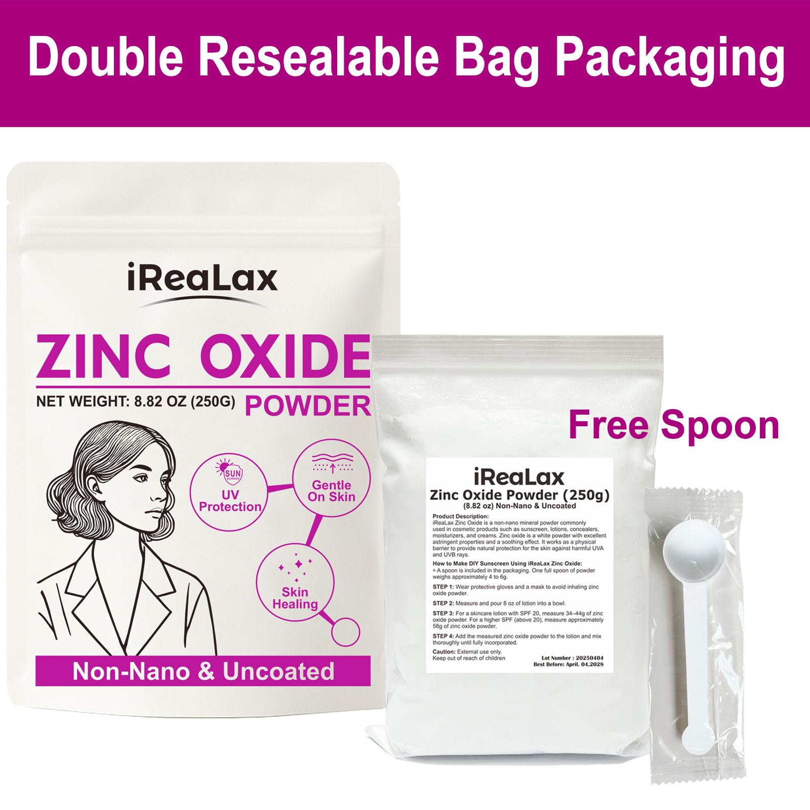 iReaLax double bag packaging displayed to emphasize contamination protection