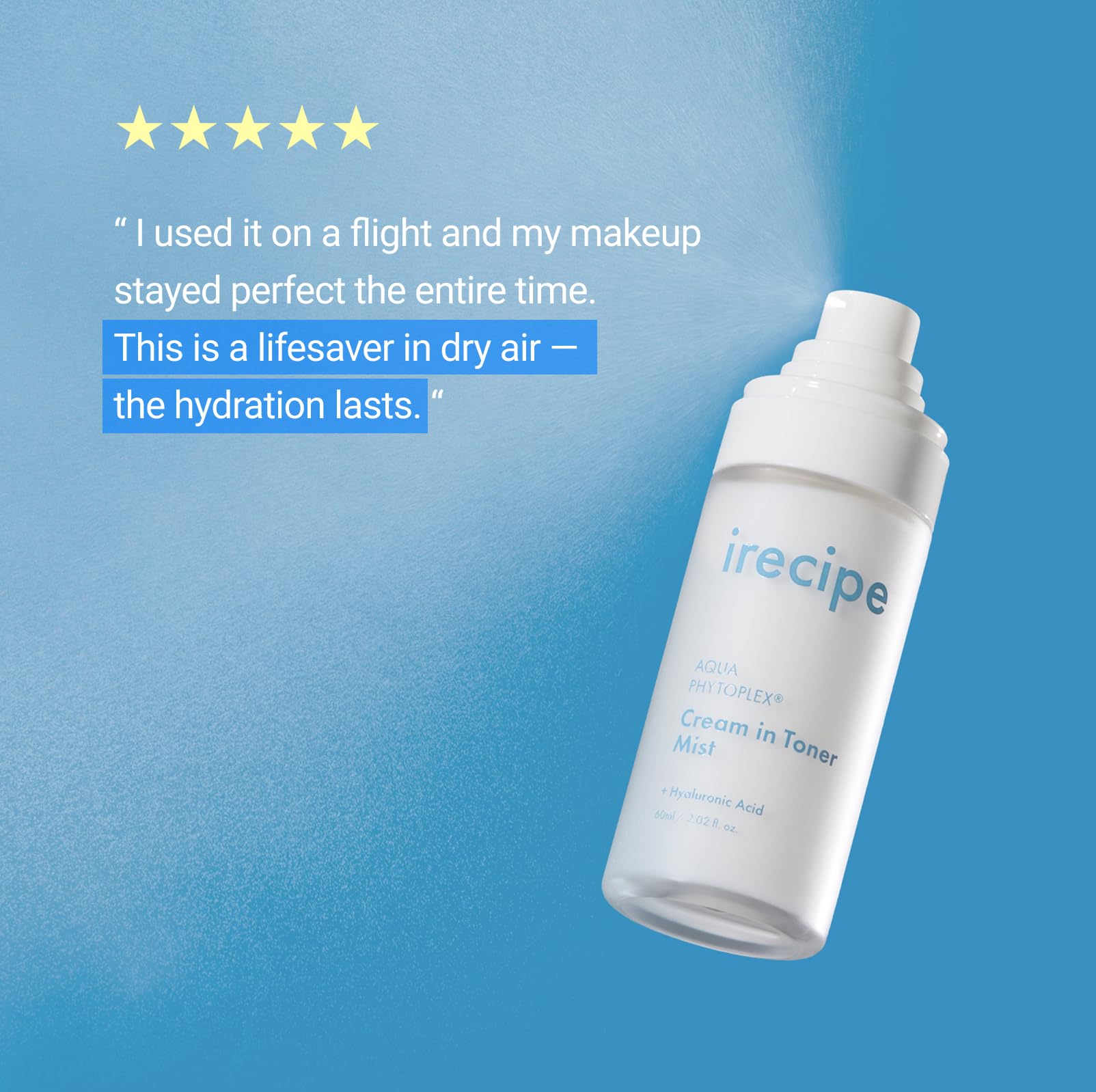 IRECIPE bottle in hand showing compact travel-friendly benefit