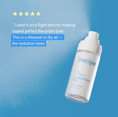 IRECIPE bottle in hand showing compact travel-friendly benefit