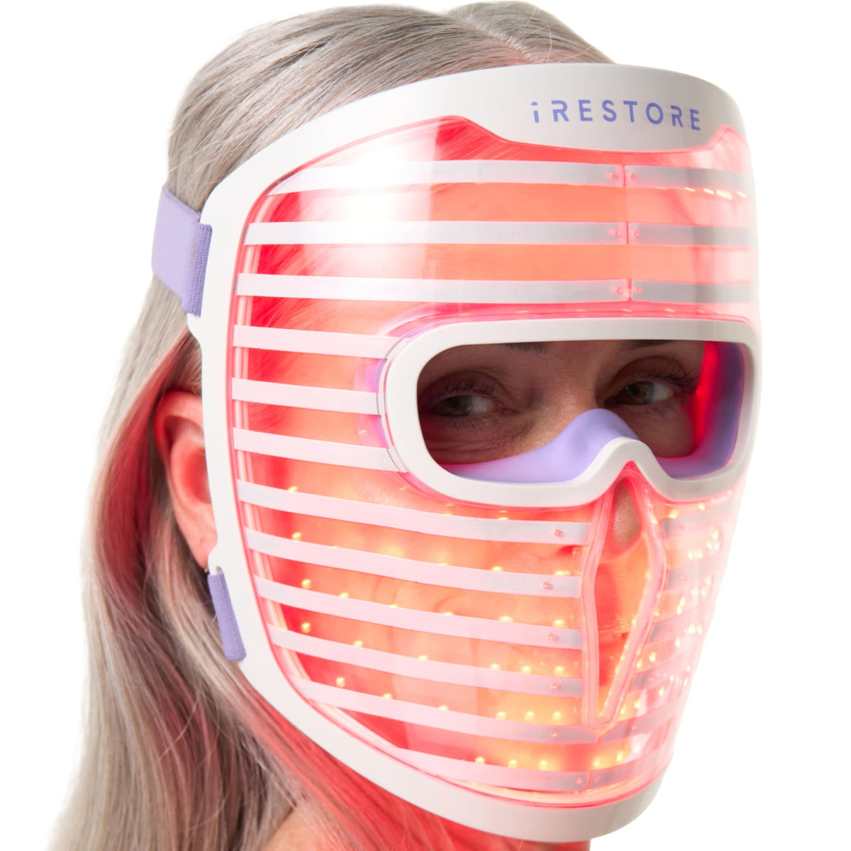 iRestore front view showing mask design and comfortable fit benefits
