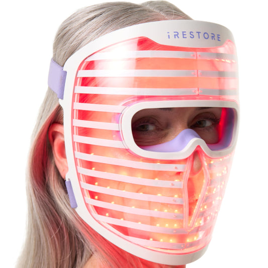 iRestore front view showing mask design and comfortable fit benefits