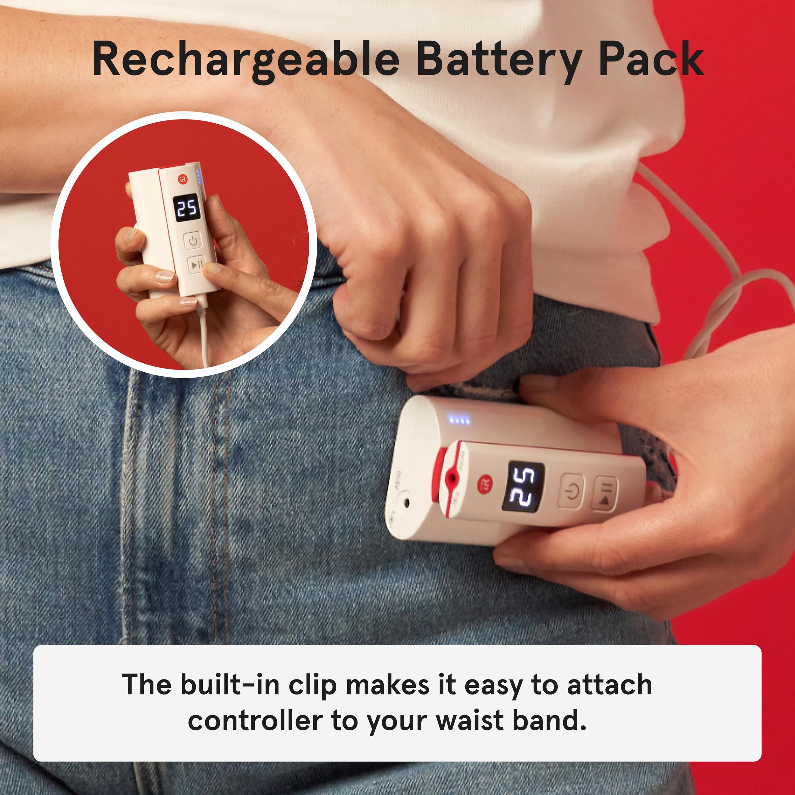 iRestore rechargeable battery pack enabling cordless, flexible sessions