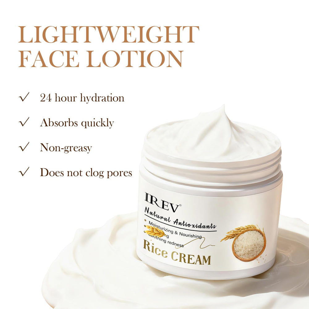 IREV applying cream to face in morning routine for lightweight, non-greasy feel