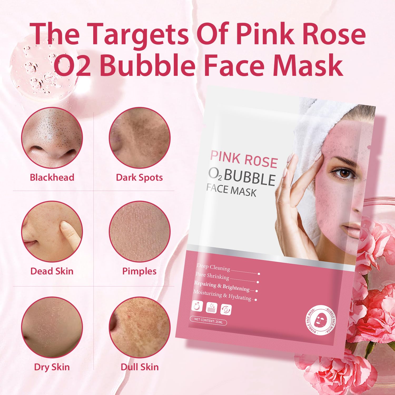 IREV mask producing foam bubbles on face demonstrating deep-cleanse action