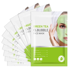 IREV front packaging showing 10 green tea bubble masks for convenient deep cleansing