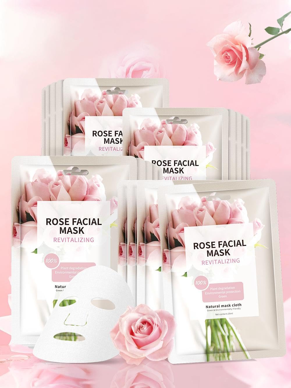 IREV front packaging showing 10 rose sheet masks and clear product name