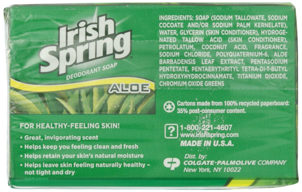 Irish Spring aloe bar close-up lather demonstrating creamy foam and easy rinsing