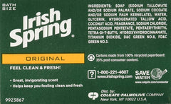 Irish Spring back label view showing ingredients and product info