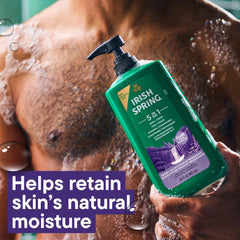 Irish Spring bottle in shower setting promoting quick convenient use benefit