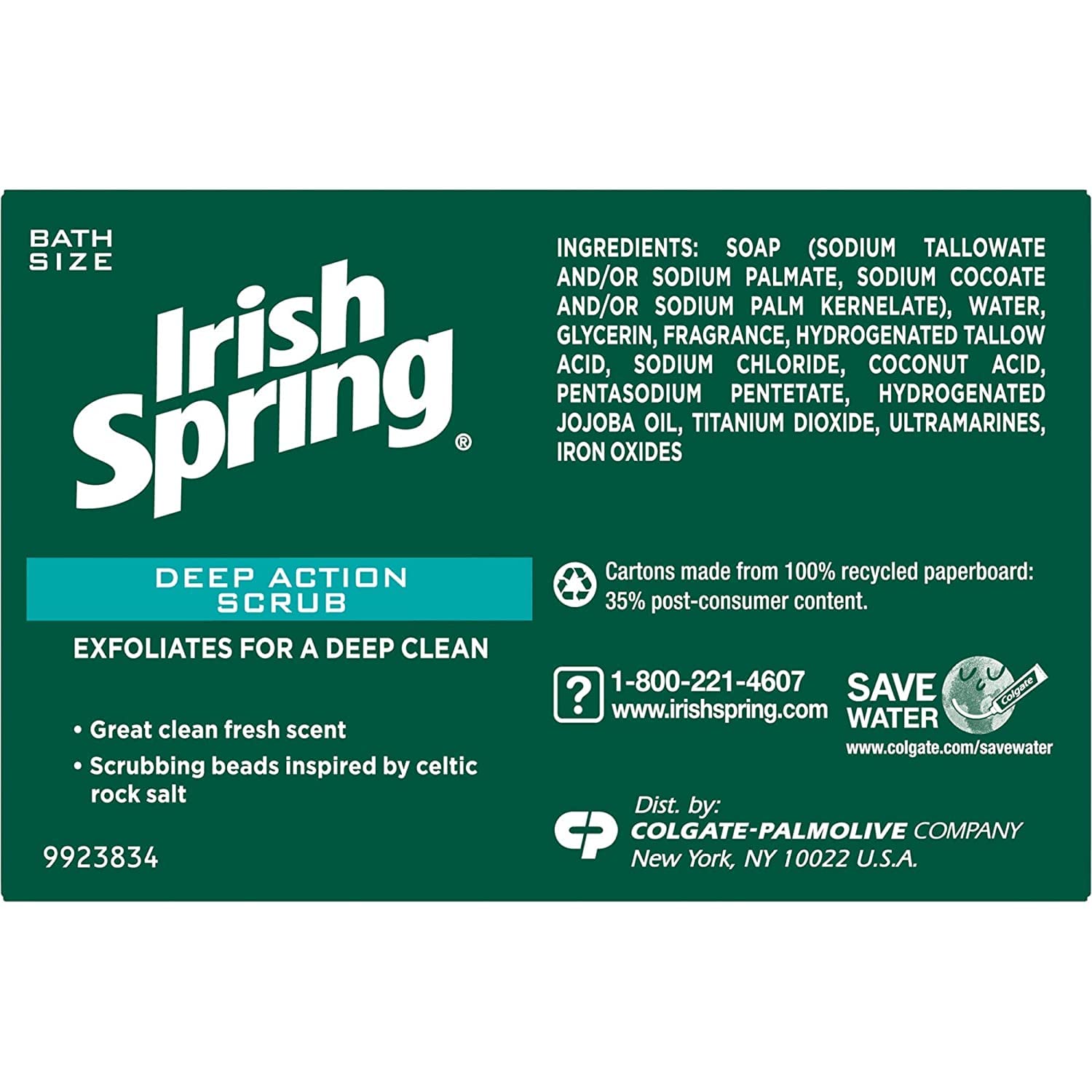 Three Irish Spring bars on a soap rack highlighting convenience and value pack