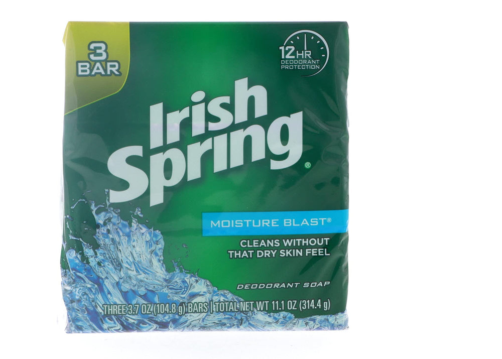 Irish Spring front box packaging showing product and recycled carton benefits