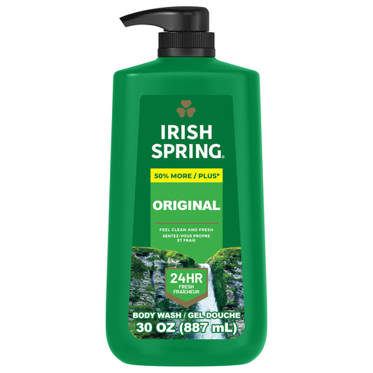 Irish Spring pump bottle front view showing cool fresh scent benefit