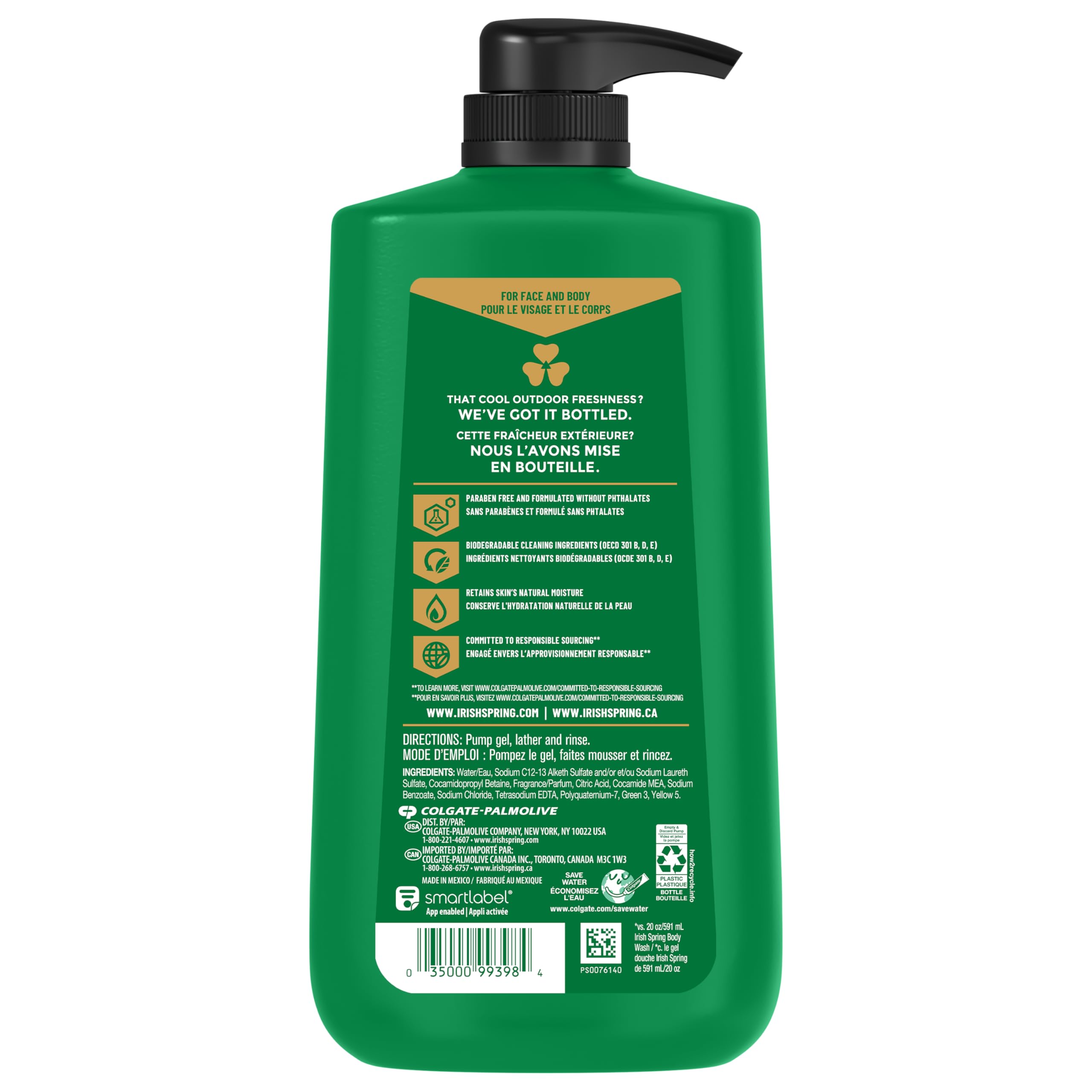 Irish Spring bottle inside gym bag showing travel-ready leak-proof benefit
